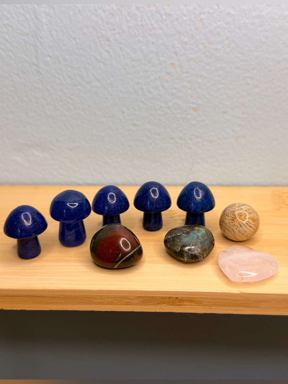#001 Blue Lapis Mushroom Carvings with Assorted Polished Stones